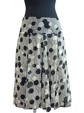 Costa Blanca Black and White Polka A-Line Skirt Size 8
